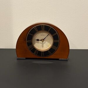 Bulova Brown and Black Arch Mantel Clock